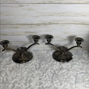 W M Rogers double taper candle holder silver plate